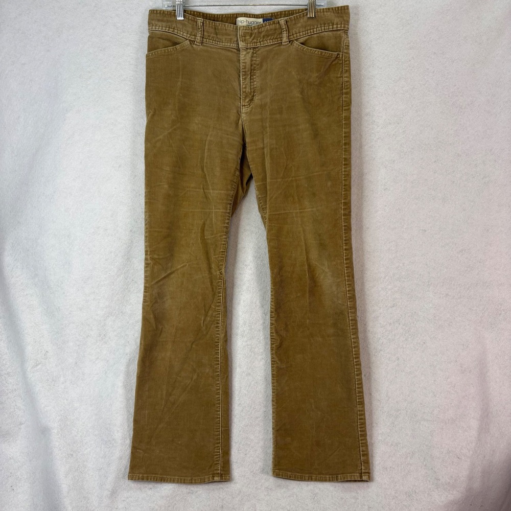 Y2K Gap Hip-Hugger Stretch Tan Corduroy Boot Cut Pants Women 14 Boho Academia